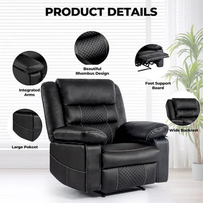 Breathable Leather Massage Recliner Chair Manual Living Room Reclining Sofa