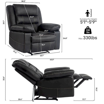 Breathable Leather Massage Recliner Chair Manual Living Room Reclining Sofa