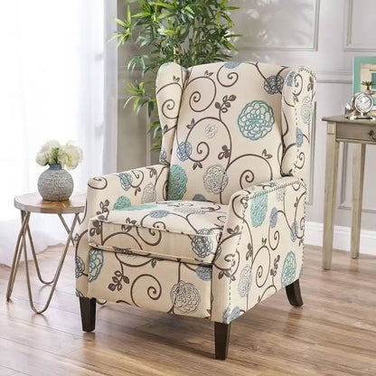 Traditional Fabric Recliner Chairs with Studded Border by Christopher Knight Home