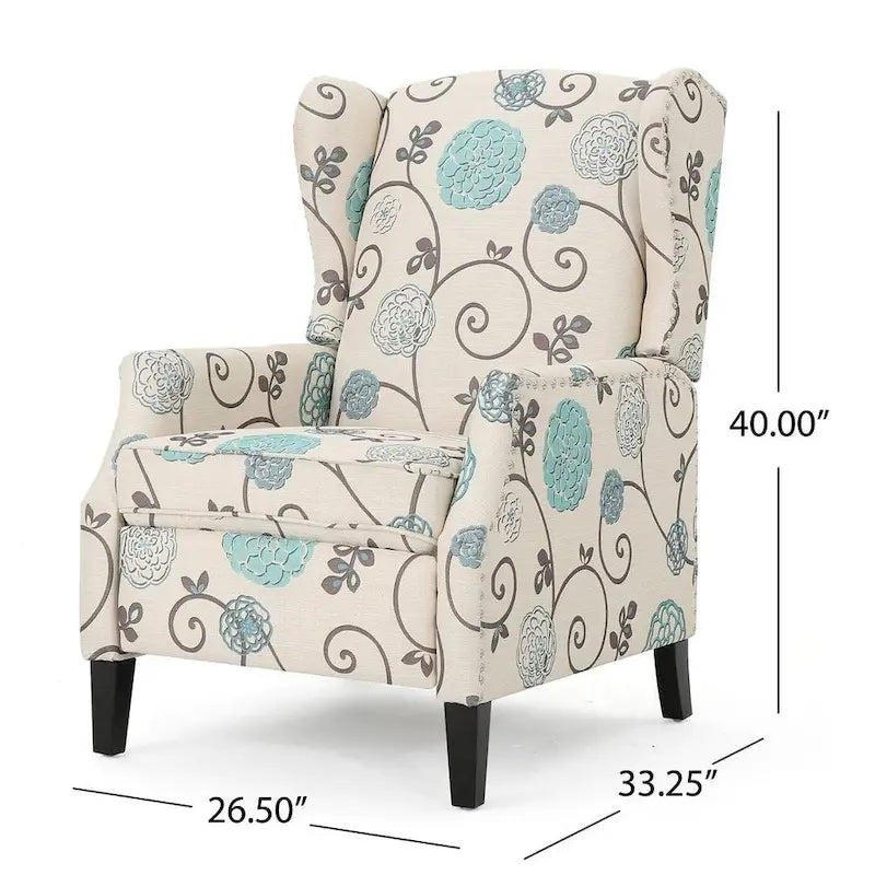 Traditional Fabric Recliner Chairs with Studded Border by Christopher Knight Home