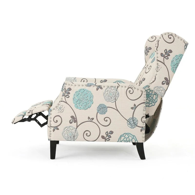 Traditional Fabric Recliner Chairs with Studded Border by Christopher Knight Home