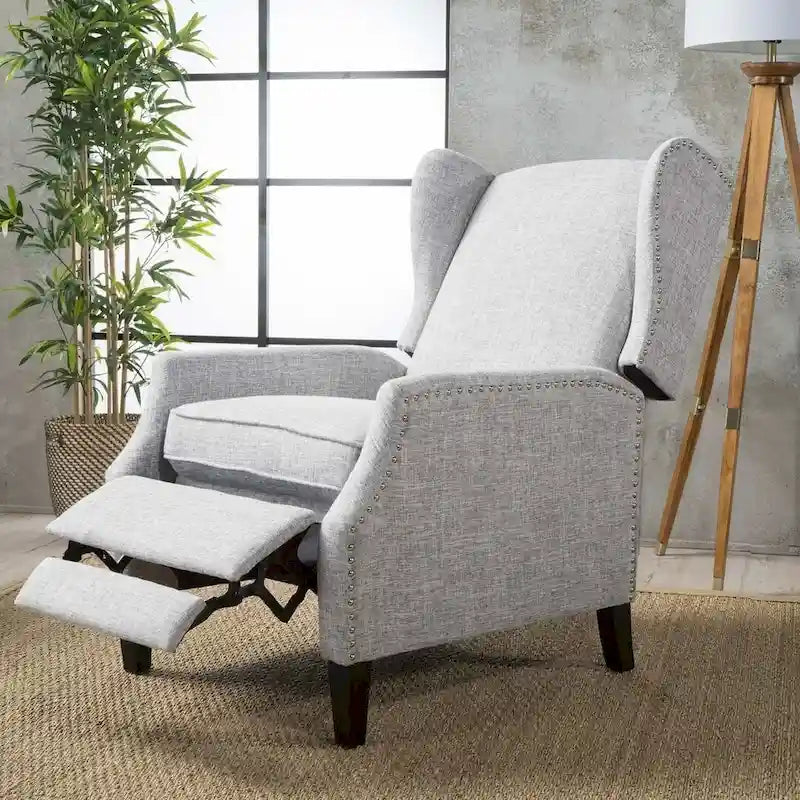 Traditional Fabric Recliner Chairs with Studded Border by Christopher Knight Home