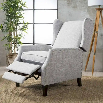 Traditional Fabric Recliner Chairs with Studded Border by Christopher Knight Home