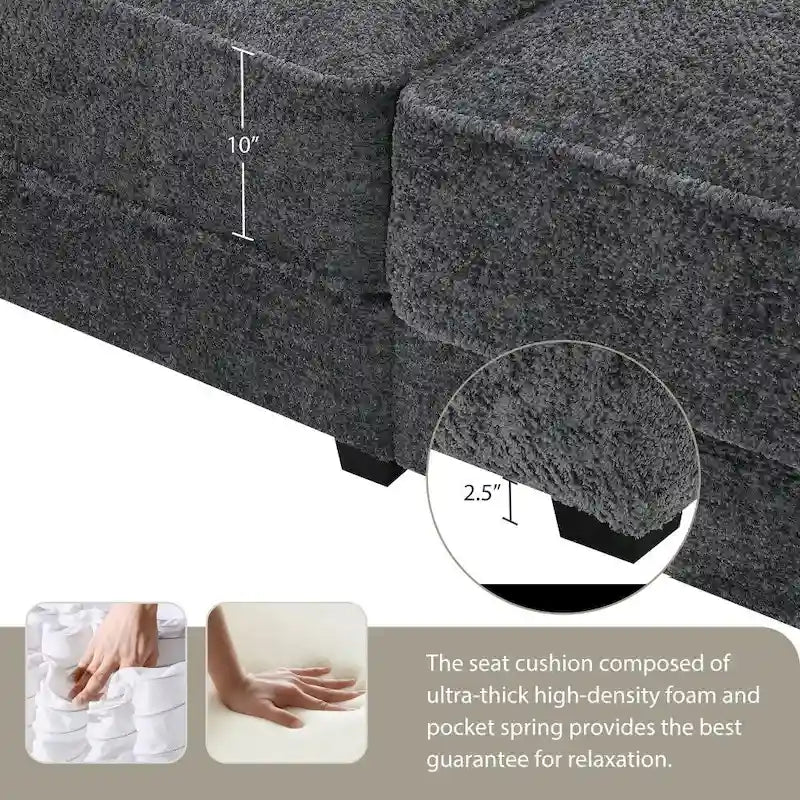 Combination Modular Convertible Sectional Sofa with Ottoman