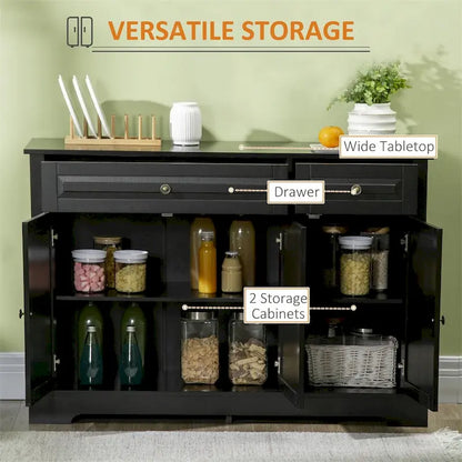 Modern Kitchen Buffet Cabinet with 2 Drawers and Adjustable Shelves