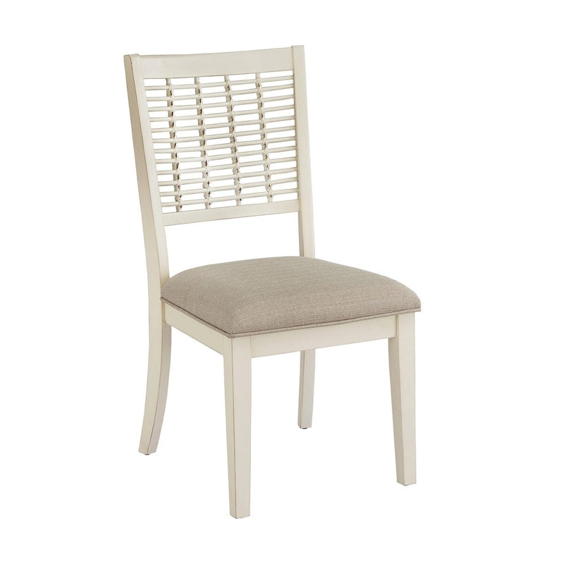 Trani White Finish Table with Wicker Dining Chair Set by iNSPIRE Q Classic