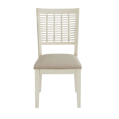 Trani White Finish Table with Wicker Dining Chair Set by iNSPIRE Q Classic