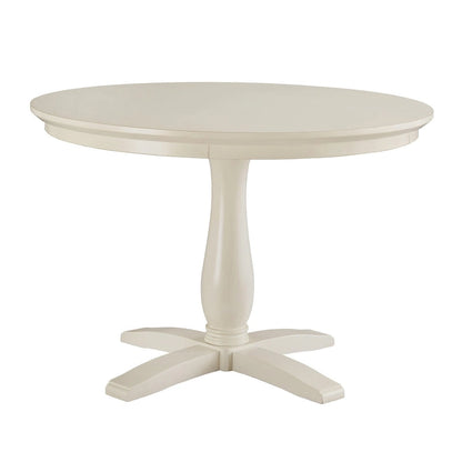 Trani White Finish Table with Wicker Dining Chair Set by iNSPIRE Q Classic