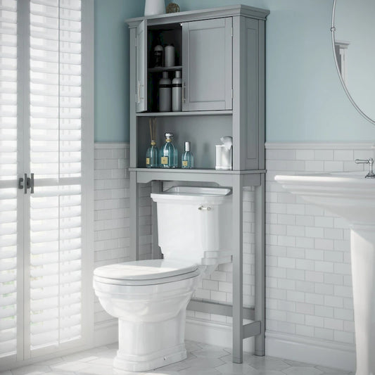 RiverRidge Somerset Over the Toilet Bathroom Spacesaver Wall Medicine Storage Cabinet with Adjustable Shelf - Gray