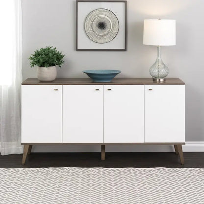 Prepac Milo Mid-Century Modern 4-Door Buffet - 64 W x 32 H x 16 D