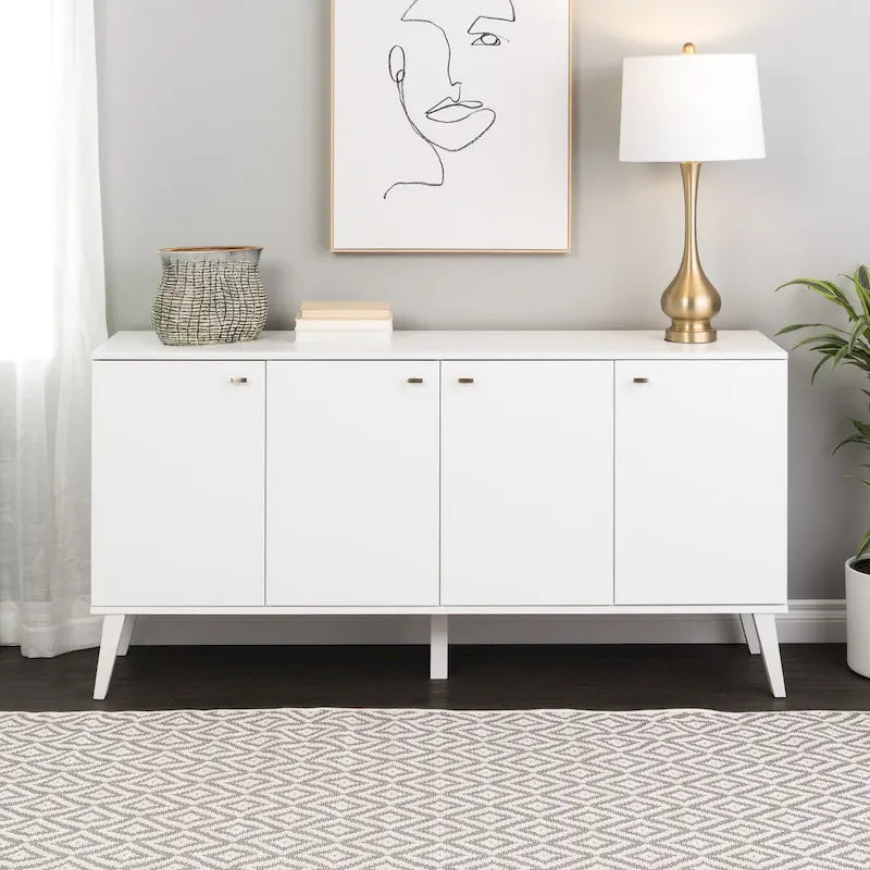 Prepac Milo Mid-Century Modern 4-Door Buffet - 64 W x 32 H x 16 D