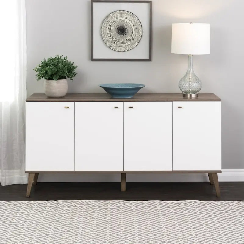 Prepac Milo Mid-Century Modern 4-Door Buffet - 64 W x 32 H x 16 D
