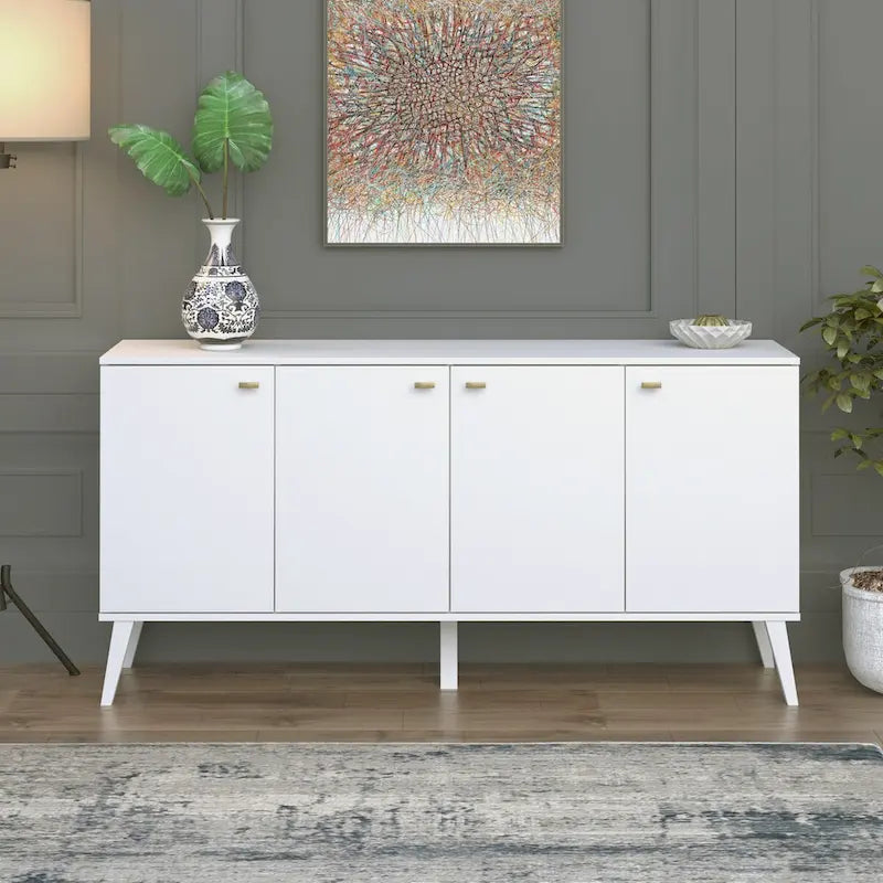 Prepac Milo Mid-Century Modern 4-Door Buffet - 64 W x 32 H x 16 D
