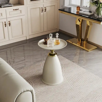 Luxury Design Iron End Table, Minimalist Round Side Table for Small Space