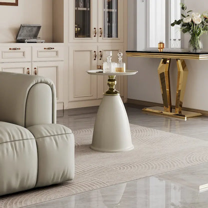 Luxury Design Iron End Table, Minimalist Round Side Table for Small Space